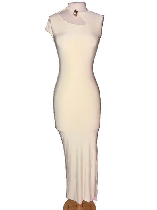 PrettyLittleThing Dresses & Skirts - PrettyLittleThing Cream Asymmetric Neck Maxi Dress